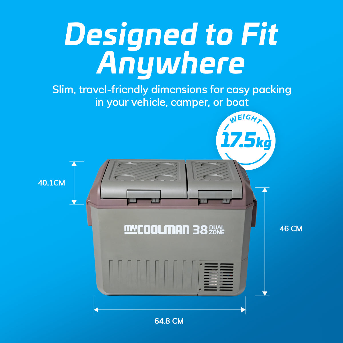 myCOOLMAN 38L Recreational Series Dual Zone Portable Fridge Freezer