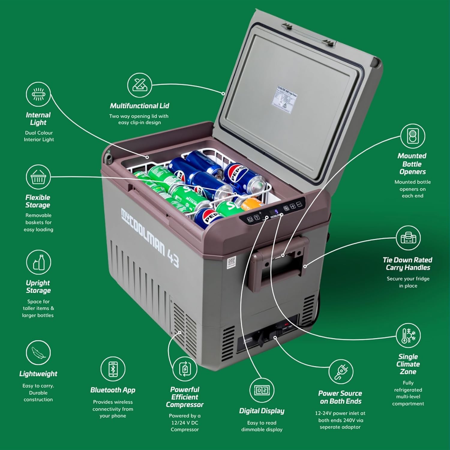 myCOOLMAN 43L Recreational Series Portable Fridge Freezer
