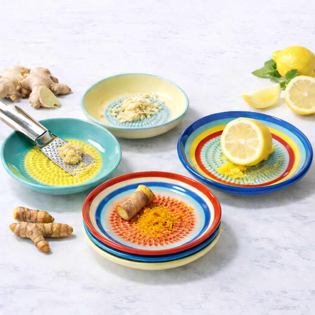 MATERIOL Handmade Ceramic Ginger & Garlic Grater – Fine Grinder for Fruits, Spices & Fresh Flavor (Backup)