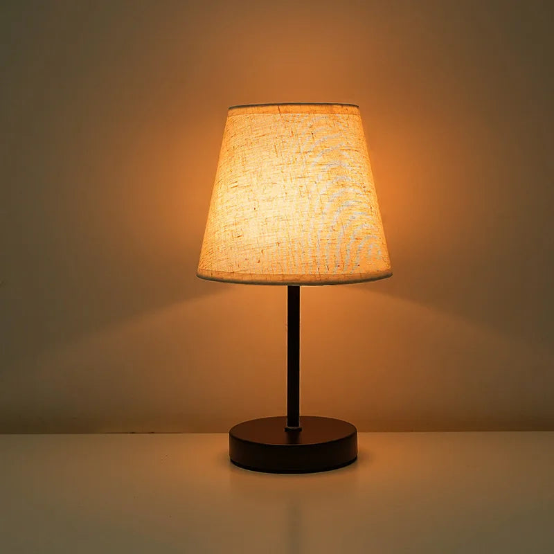 Solid Wood Fabric Usb Small Desk Lamp