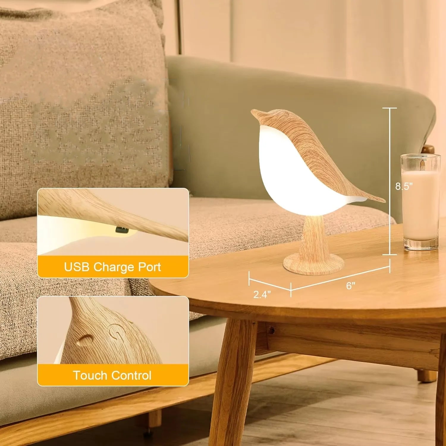 Touch small table lamp bird lamp