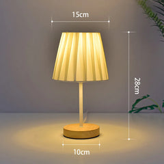 Solid Wood Fabric Usb Small Desk Lamp