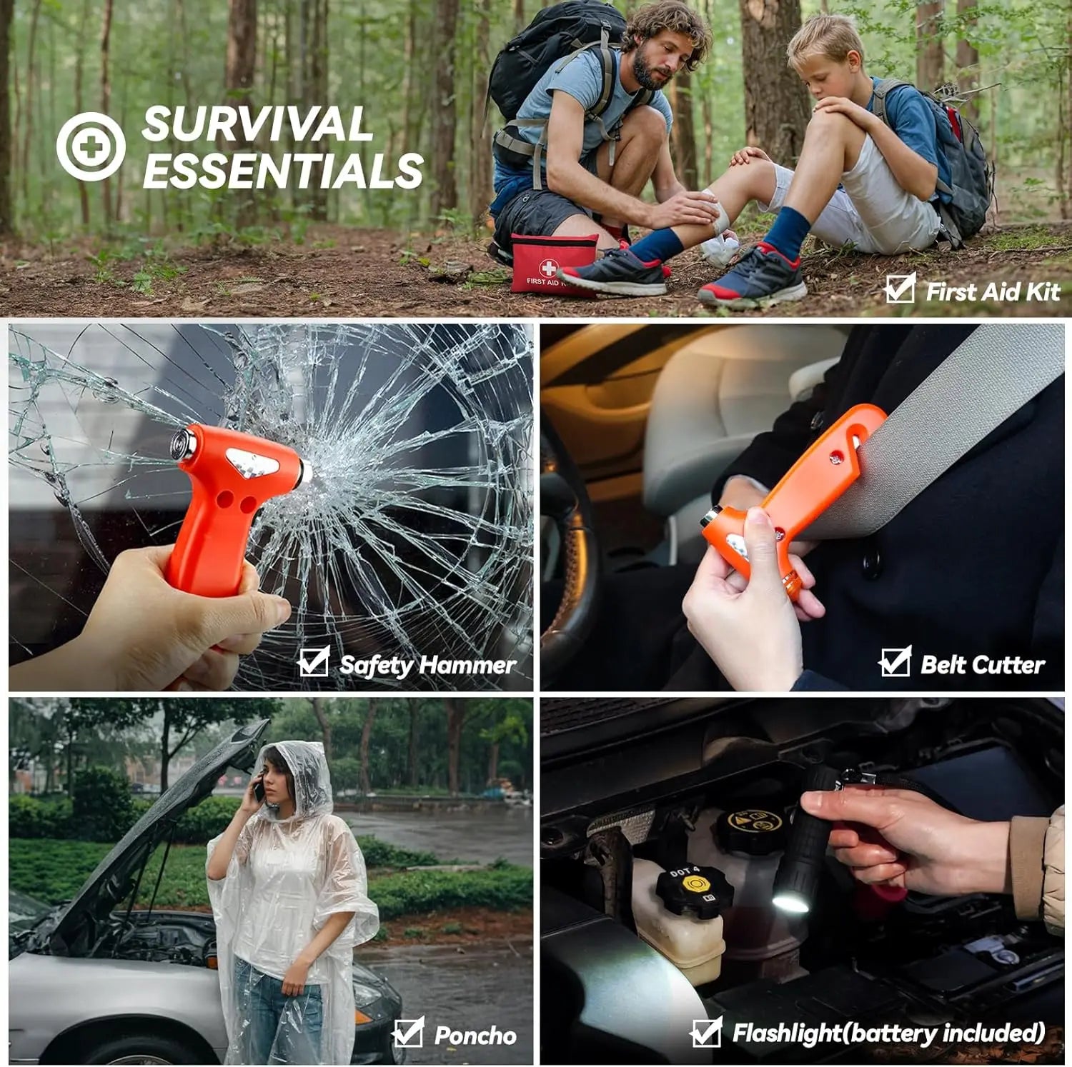 Car Emergency Kit with Portable Air Compressor