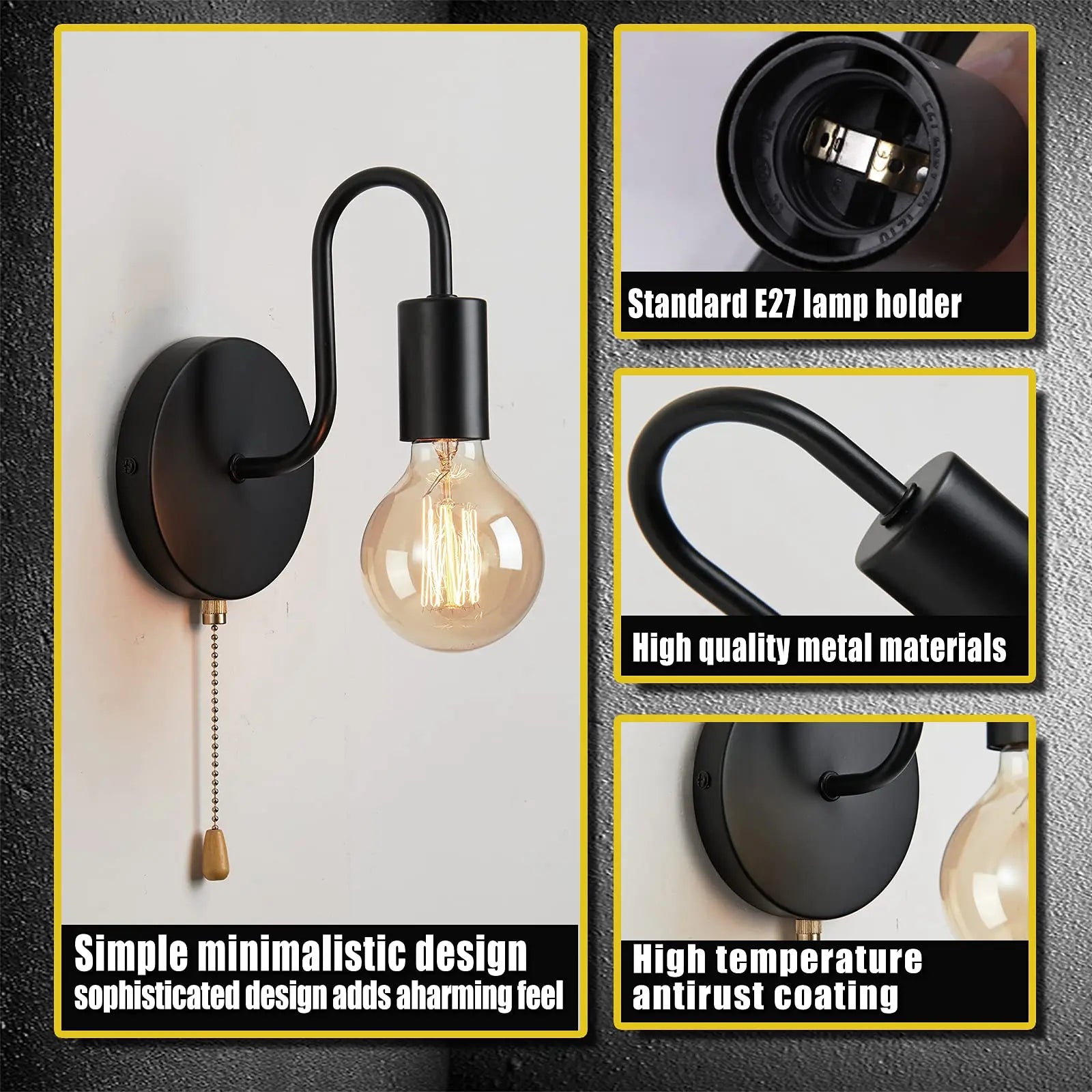 Wall Lamp Iron Black