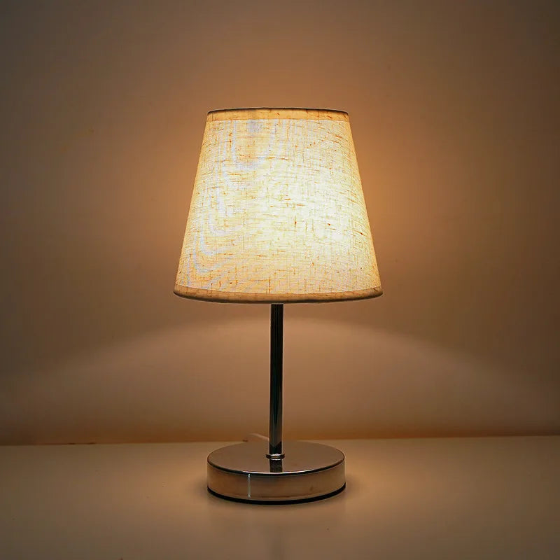 Solid Wood Fabric Usb Small Desk Lamp