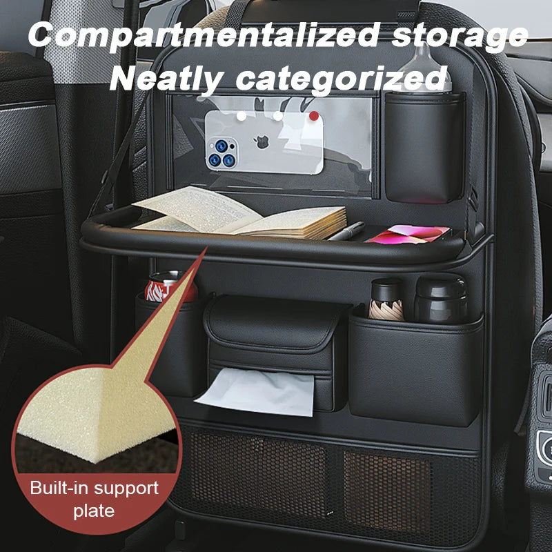Car Seat Back Organizer Foldable Table Tray Tablet Holder Tissue Box Car Accessories