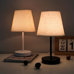 Solid Wood Fabric Usb Small Desk Lamp