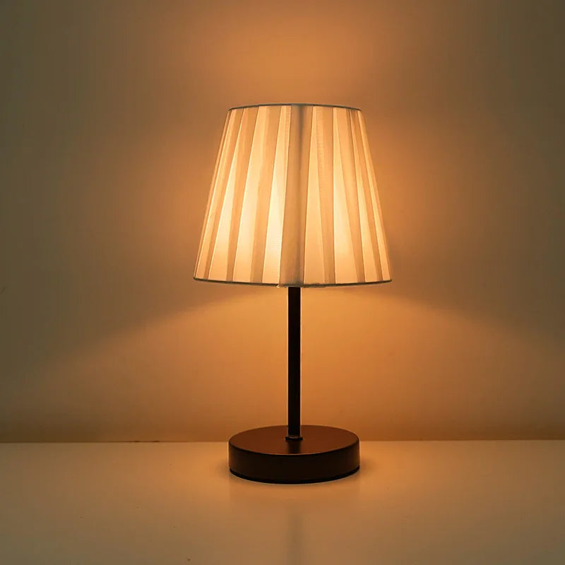 Solid Wood Fabric Usb Small Desk Lamp