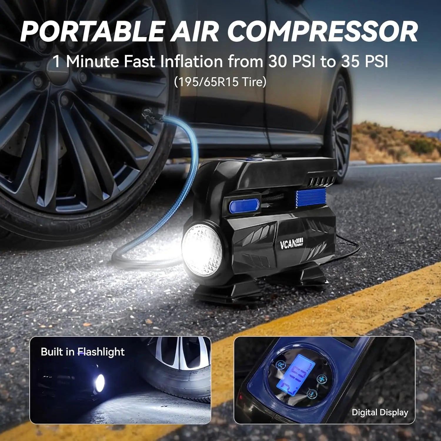 Car Emergency Kit with Portable Air Compressor