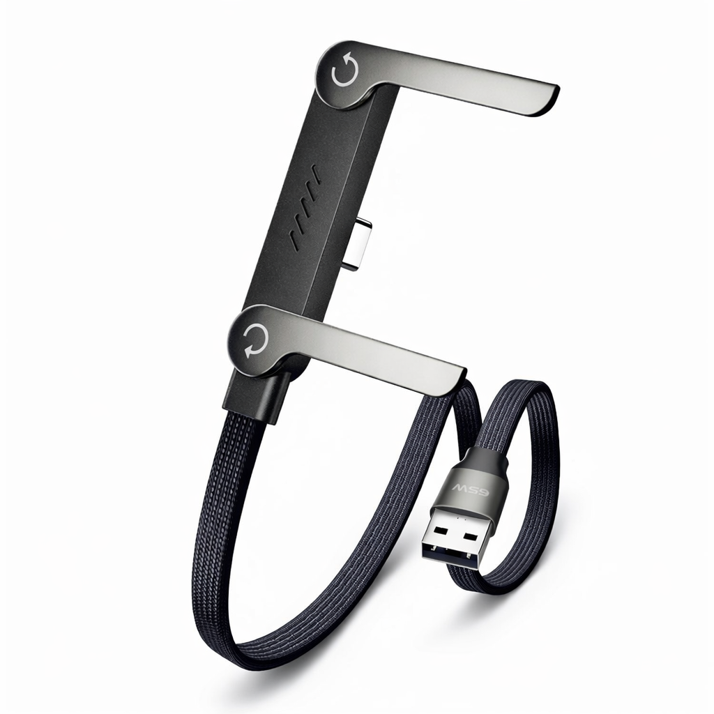 كابل شحن وحامل غير مرئي من ماتيريول 2 في 1 - سلك شحن سريع 240 واط مع حامل هاتف مدمج (عرض خاص)